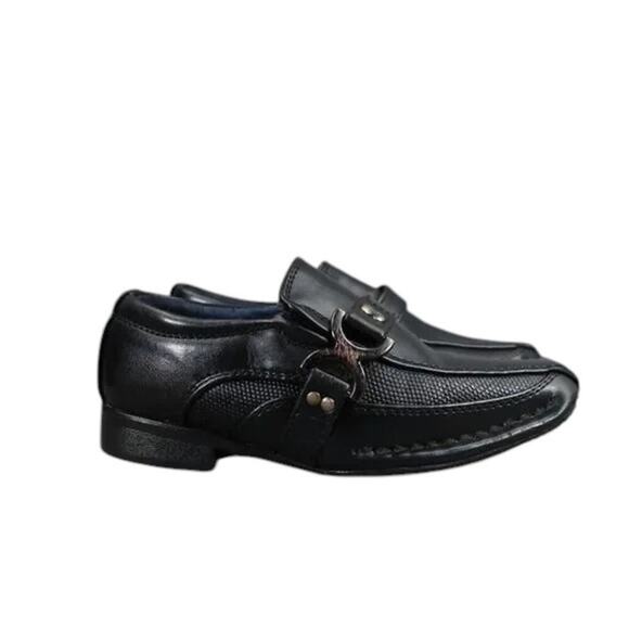 Bonafini Shoes Kids 7 Dress Loafers Slip On Leather Black Classic Toddler Boys - Picture 2 of 14